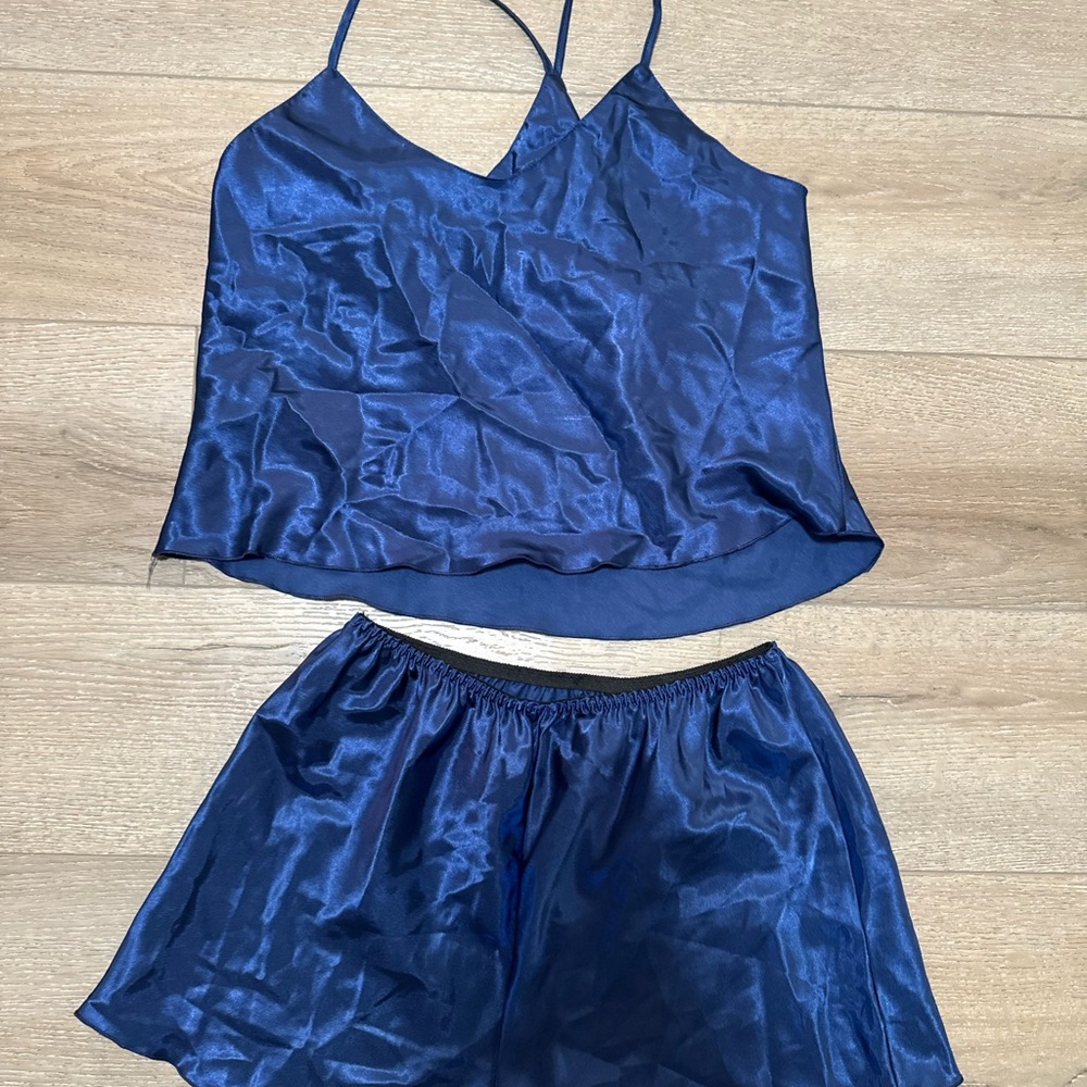 Satin Blue Cami and Shorts Set
